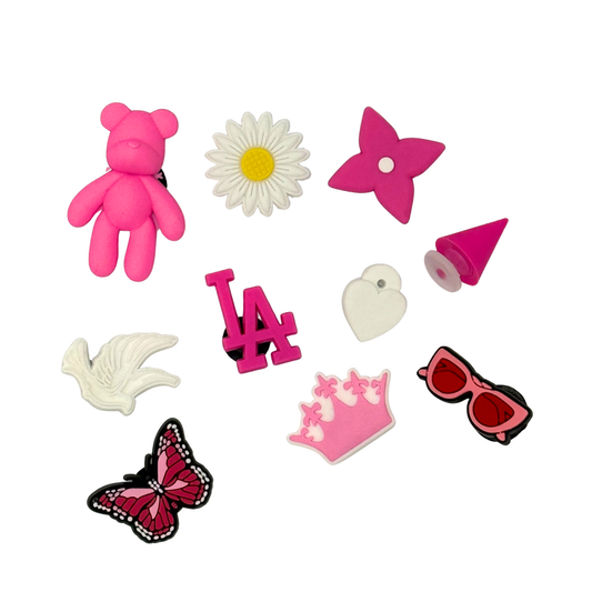 Pack 10 Pin's pour Clogs - Rose & Blanc