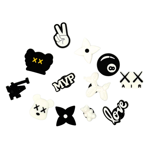 Pack 12 Pin's pour Clogs - Black & White