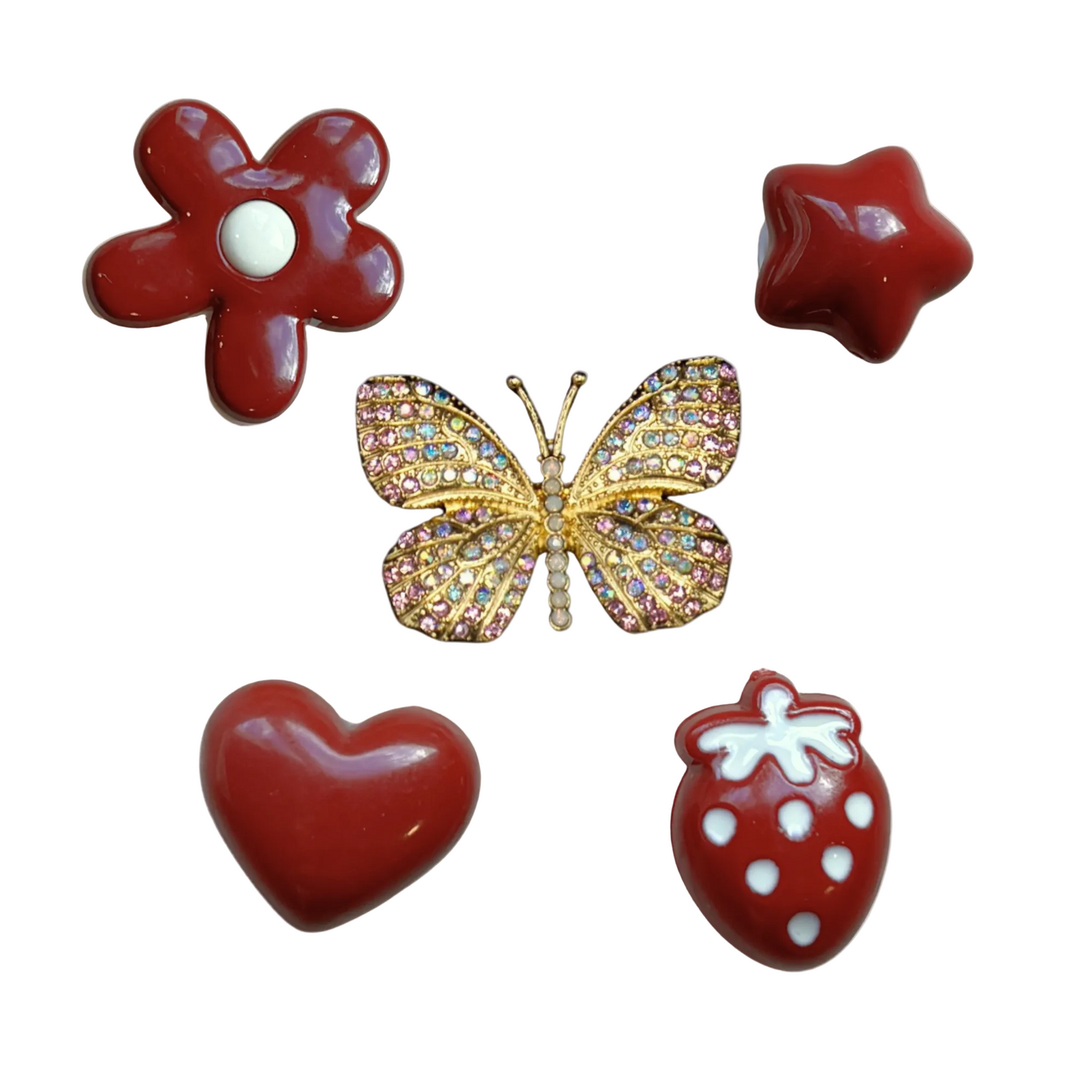 Pack 5 pin's rouge brillant
